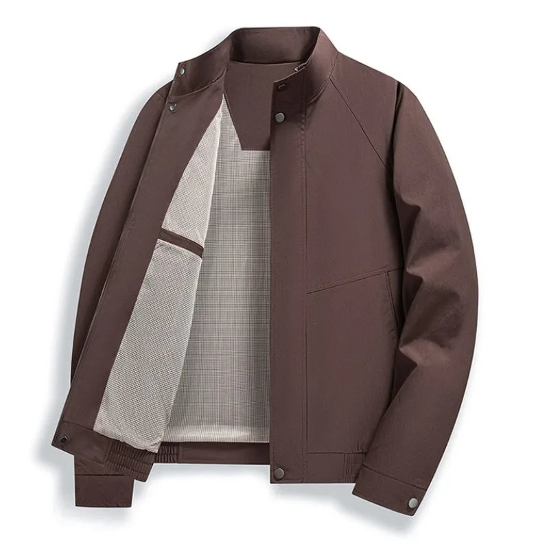Men's Lightweight Stand Collar Zip Jacket Casual Business Outdoor Windbreaker