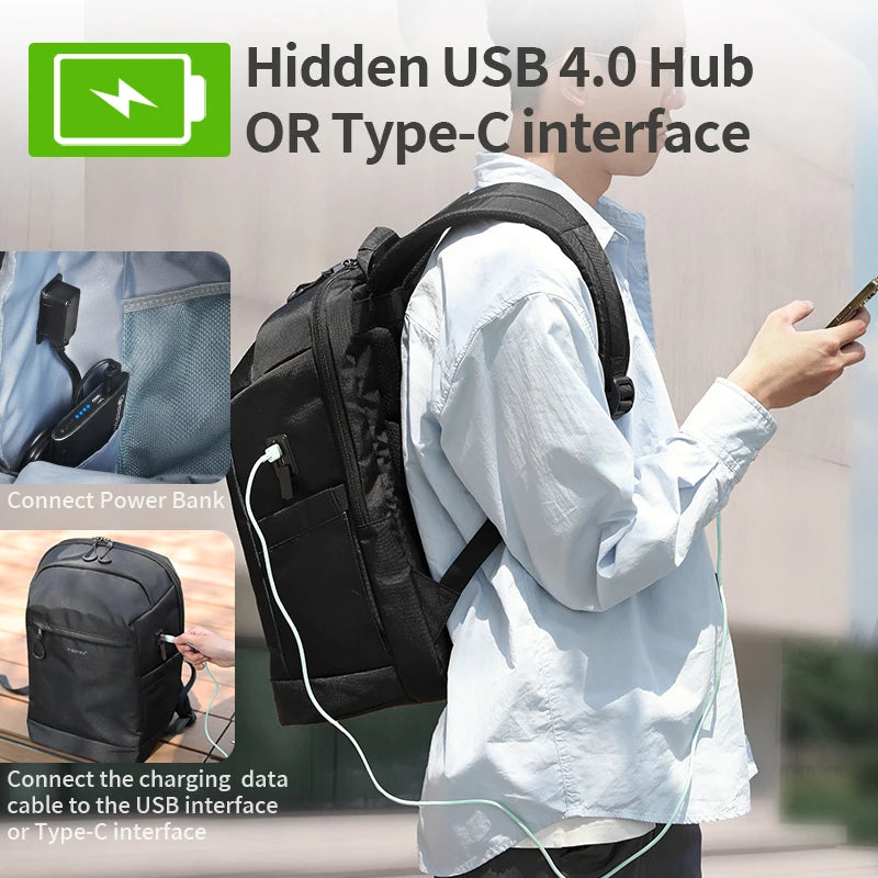 Tigernu Men's Backpack Large Capacity Travel Backpack Fashion Water Repellent USB Port School Backpack Bag Schoolbag Knapsack