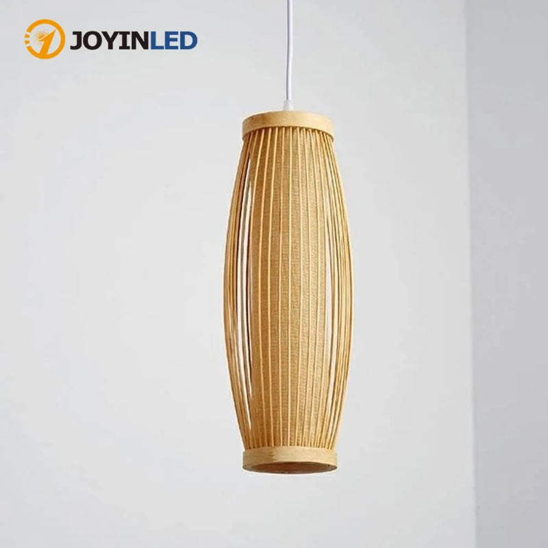 JOYINLED Bamboo Lantern Pendant Lamp Natural Rattan Wicker E27 Chandeliers Hand Woven Lampshades Lighting Fixtures Hanging Light