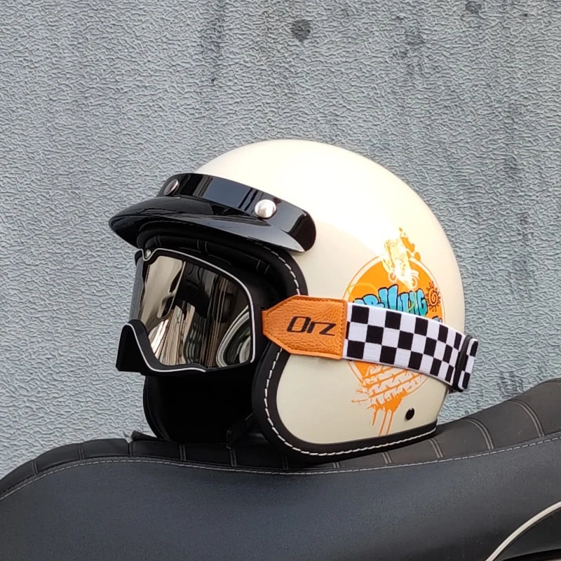 ORZ High-Quality Motorcycle Retro Helmet 3/4 Semi Covered Helmet Couple Scooter Cascos Para Moto Capacetes De Moto