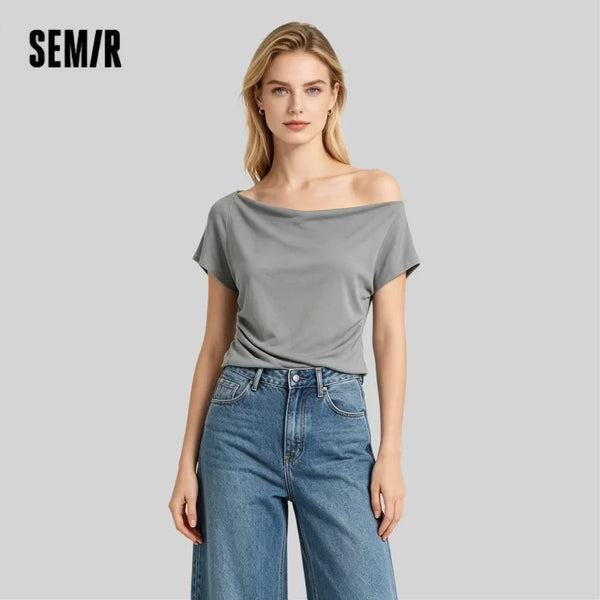 អាវយឺតស្ត្រី Semir ឆ្នាំ ២០២៦ ស្ទីលខ្លីកអាវរហែក ដៃអាវស្តើង Raglan ម៉ូដធម្មតា