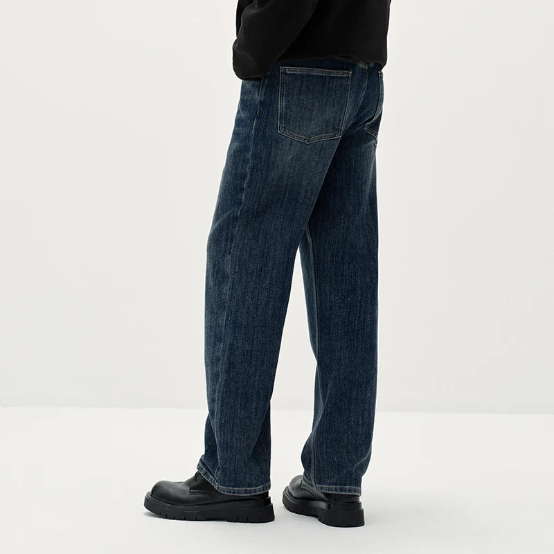 Semir Men Denim Jeans Elongated Fit Straight Leg Vintage Wash Commuter Style Versatile 2026 New Winter Daily Wear