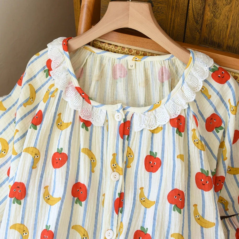 Soft Pyjamas Set For Woman New 2 Piece Set Sleepwear Casual Loungewear Summer Pure Cotton Homewear Suit Pijama Women's Pajamas