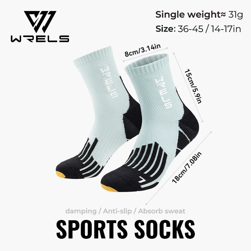 WRELS Sports Socks Arch Support 3D Anti Slip Quick Dry Breathable Cushioned Soccer Gym Training Outdoor Athletic Socks Men Women
