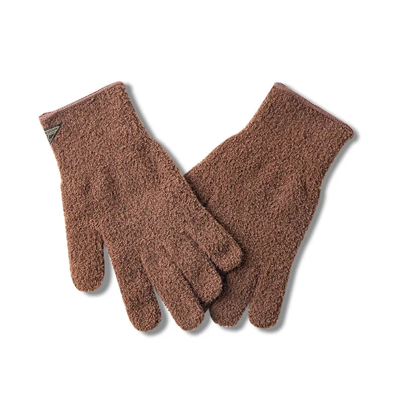 Maden Vintage Winter Knitted Gloves Gold Mink Velvet Warm Full Finger Gloves Men and Women Outdoor Running Skiing Mittens