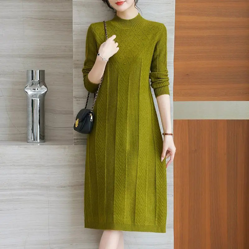 Knitting Sweaters & Jumpers Casual Spring Autumn Woolen Jersey For Women Basic Wear Pullover Female Long Dress Woolen Knitwear