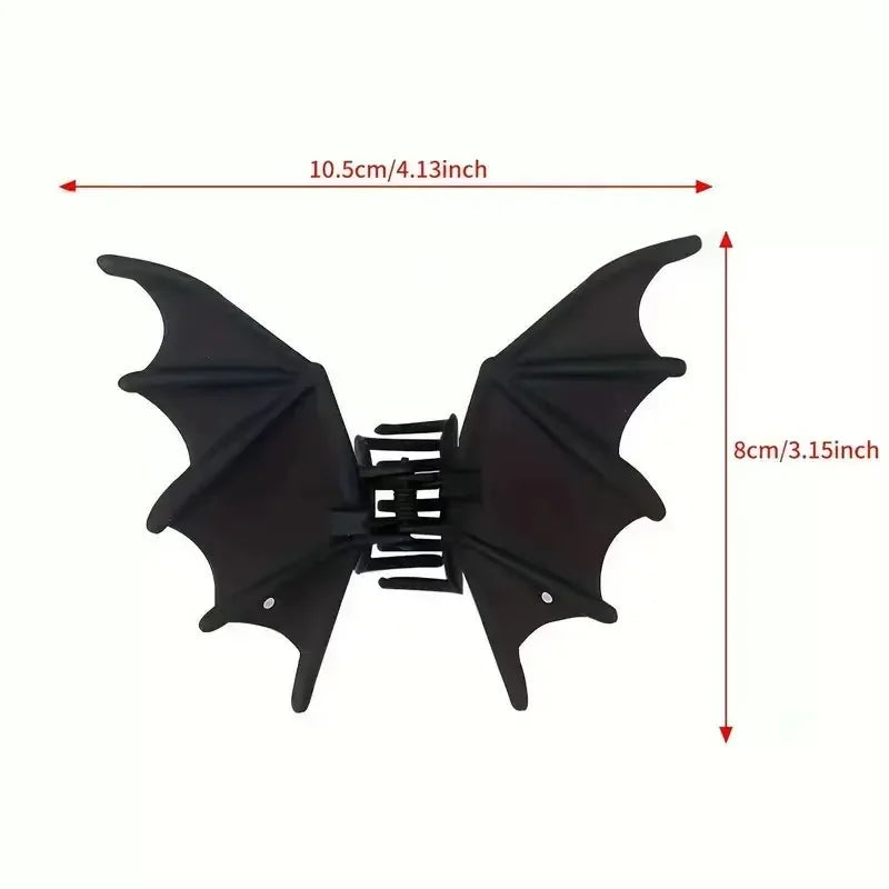Gothic Bat Hair Clip Halloween Matte Black Gothic Punk-Style Animal Print Hairpin for Women, Elegant Party Hair Accessory