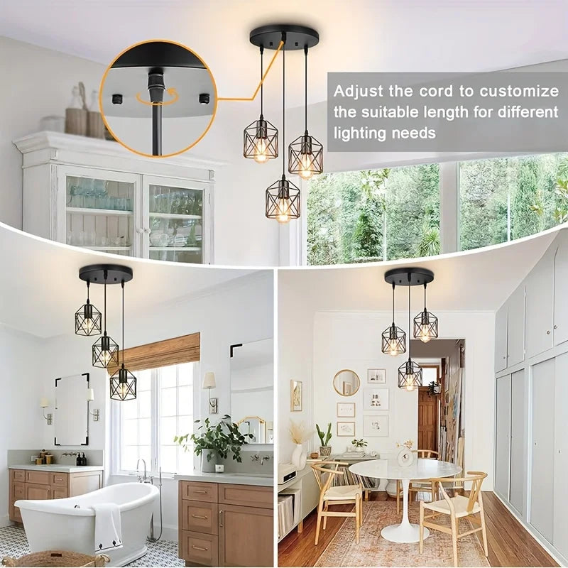 Modern Industrial Pendant Light – Adjustable Metal Cage Chandelier, for Home & Office Home Decor Lamps Aesthetic