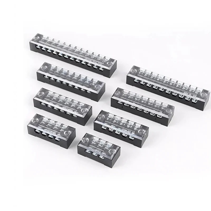 15A/25A/45A 3/4/6/8/10/12 Dual Row Barrier Screw Terminal Block Strip Wire Connector 600V Positions Optional
