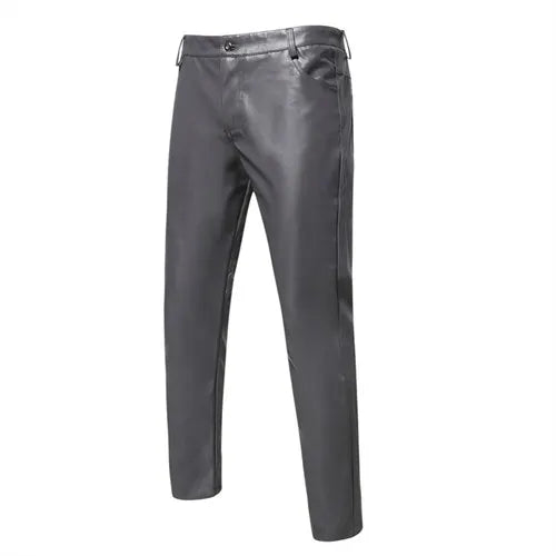 2026 New Men's Leather Pants Fashion Slim PU Trousers Red Blue Black Gray White Pantalones Hombre