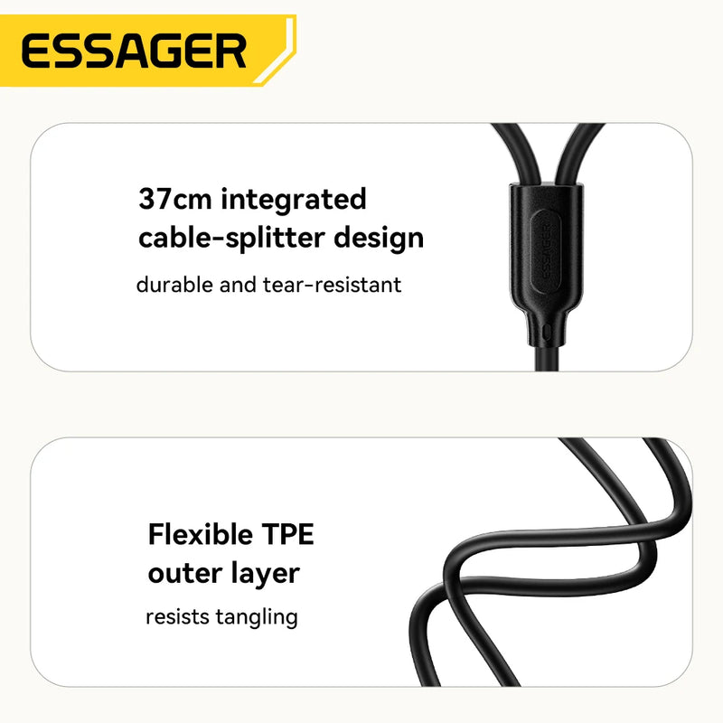 Essager RCA Cable 3.5mm to 2RCA AUX Audio Cable Splitter for Smartphone TV PC Speaker Amplifier Home Theater RCA AUX Audio Cable