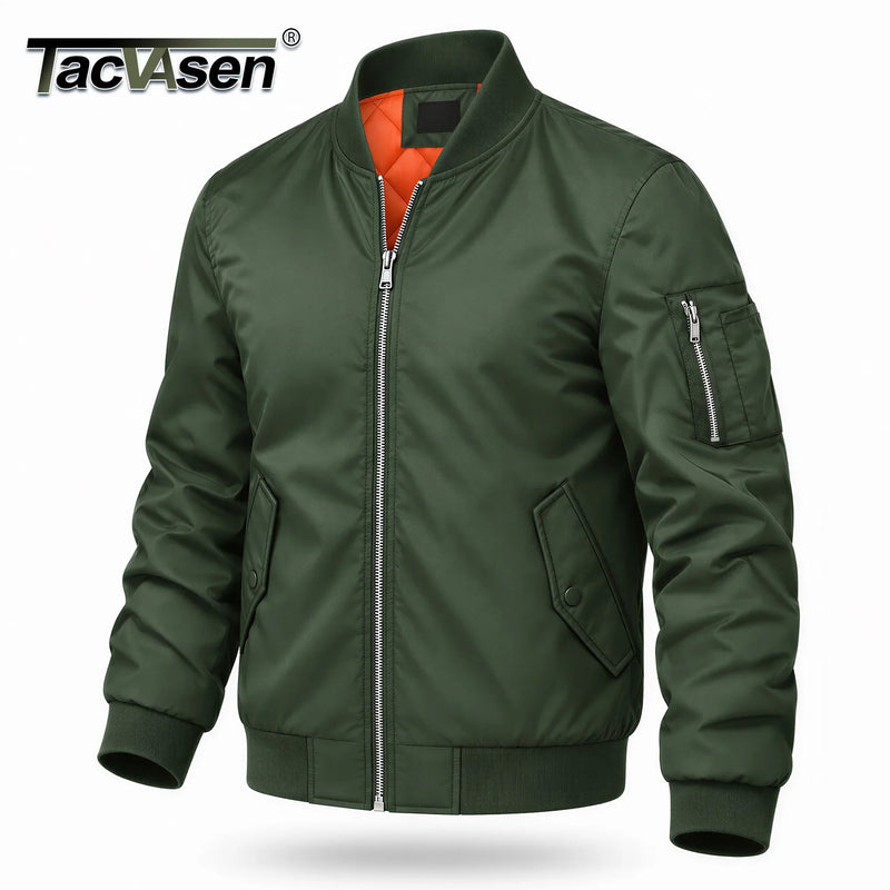 TACVASEN Men's Autumn And Winter Quilted Waterproof Jacket Warm Insulated Polyester Coat with 4 Pockets for Outdoor Activities