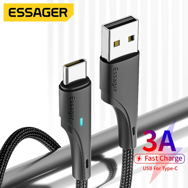 Essager 3A USB Type C Cable Fast Charging USB C Cable For iPhone 16 15 Samsung S24 Xiaomi Oneplus USB A To Type C Data Wire Cord