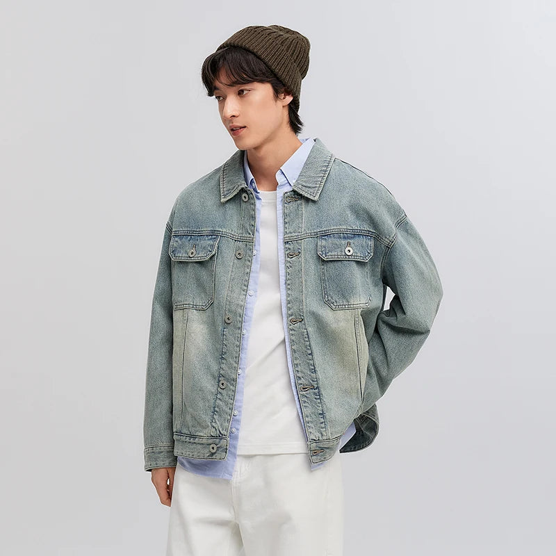 Semir Workwear Denim Jacket Retro Style Soft Texture Men Spring Casual Fashion Trend Comfortable Loose Fit StreetStyle New 2026