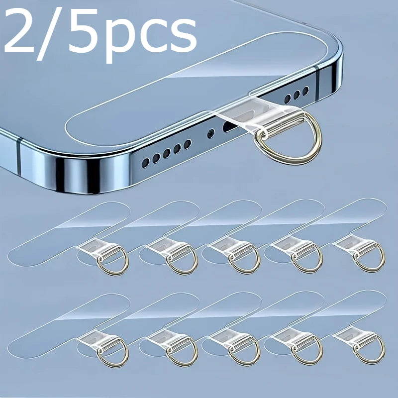2/5pcs TPU Mobile Phone Lanyard Stickers - Universal Adhesive Mobile Phone Holder with Removable Anti-Loss Strap Connector Kit