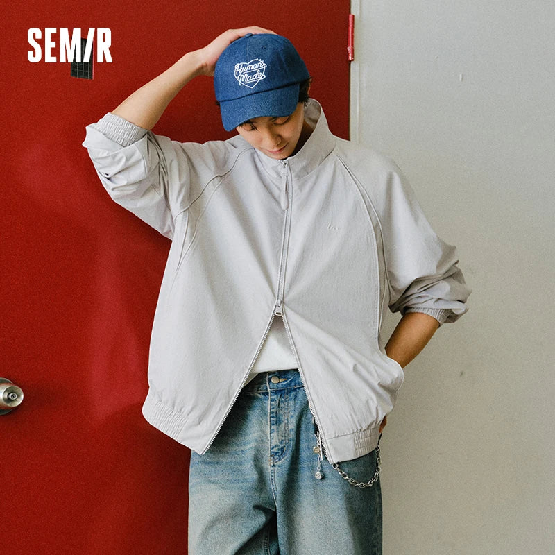 Semir Mesh Panel Jacket Men 2026 Spring Solid Color Stand Collar Trendy Versatile Sporty Casual Stylish Outerwear Top