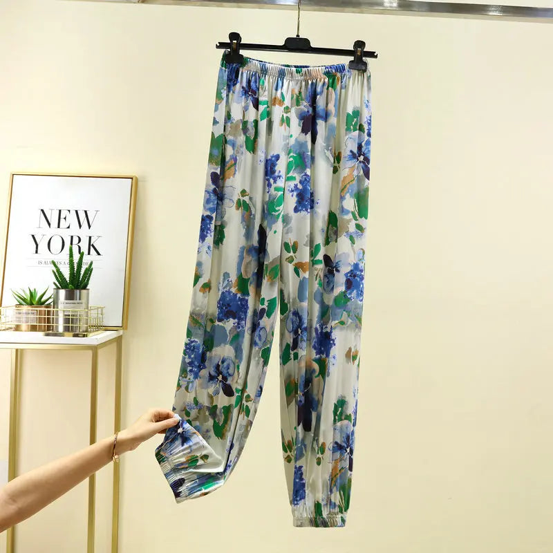 New Printed Spring Summer Pajamas Pants Women Casual Sleepwear Pyjamas Pant Home Wear Sleeping Trousers Pantalon Pijama Mujer