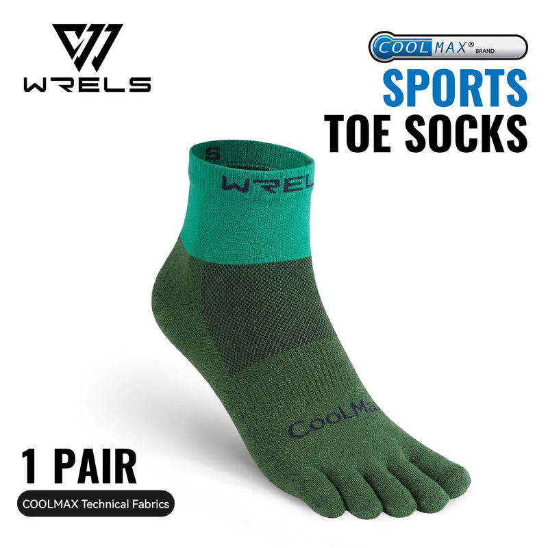 WRELS 1/2/3pairs COOLMAX Five Finger Socks Athletic Running Breathable Compression Comfortable Hiking Toe Socks for Men Women
