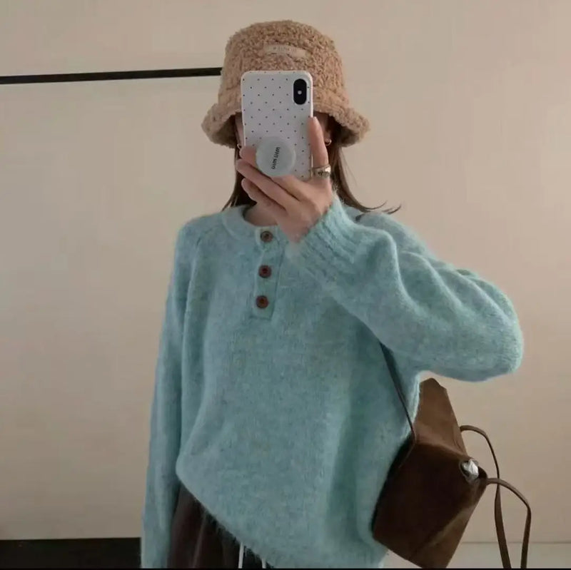 Korean Woman Clothes New Autumn Winter Knitwear Tops Long Sleeve Warm Pullover Blouse Spring Sweater For Women Knit Jumper