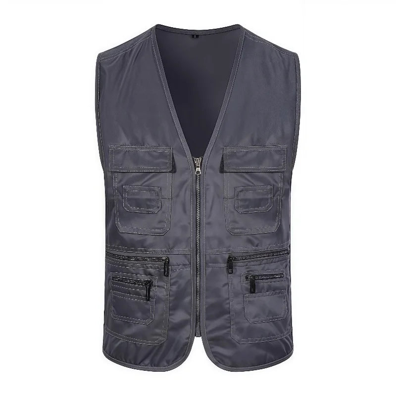 Male Outerwear Vest Thickened Zipper Work Vest Custom Printing Logo Multi-Pocket Activity Vest Team Workwear 9 Colors