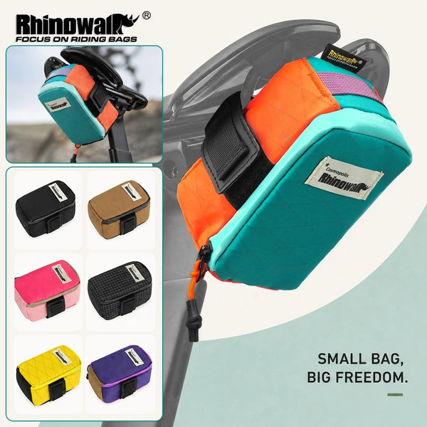 កាបូបដាក់កែបកង់ Rhinowalk ទំហំ 0.6 លីត្រ កាបូបដាក់ឥវ៉ាន់ខាងក្រោយកង់ខ្នាតតូច មានប្រាំពីរពណ៌ ធន់នឹងការរហែក សម្រាប់ដាក់កង់ MTB ផ្លូវថ្នល់