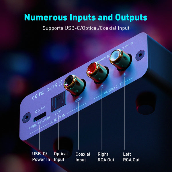 Fosi Audio K5 PRO Gaming USB DAC ជាមួយមីក្រូហ្វូន ឧបករណ៍ពង្រីកសំឡេងកាសស្តាប់ត្រចៀក Desktop Mini Audio DAC Amp សម្រាប់ PS5 PC
