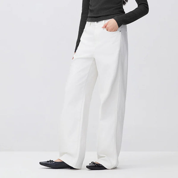 ខោខូវប៊យ Semir សម្រាប់នារី ធ្វើពីក្រណាត់ Whisker Wash បែប Vintage Wash ធ្វើពីក្រណាត់ Fleece ដែលអាចបត់បែនបាន រចនាប័ទ្ម Vintage ជើងធំទូលាយ ឆ្នាំ 2026 សម្លៀកបំពាក់រដូវរងាថ្មីប្រចាំថ្ងៃ