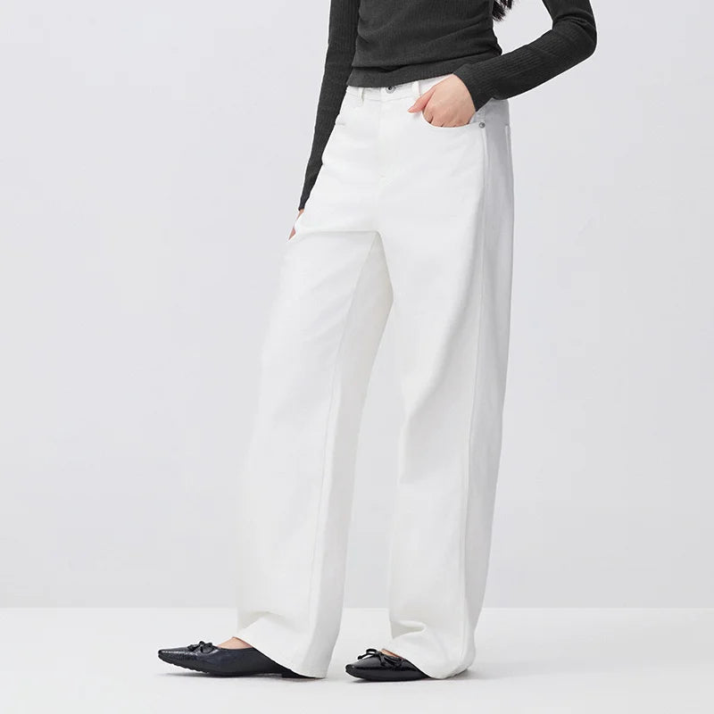 ខោខូវប៊យ Semir សម្រាប់នារី ធ្វើពីក្រណាត់ Whisker Wash បែប Vintage Wash ធ្វើពីក្រណាត់ Fleece ដែលអាចបត់បែនបាន រចនាប័ទ្ម Vintage ជើងធំទូលាយ ឆ្នាំ 2026 សម្លៀកបំពាក់រដូវរងាថ្មីប្រចាំថ្ងៃ