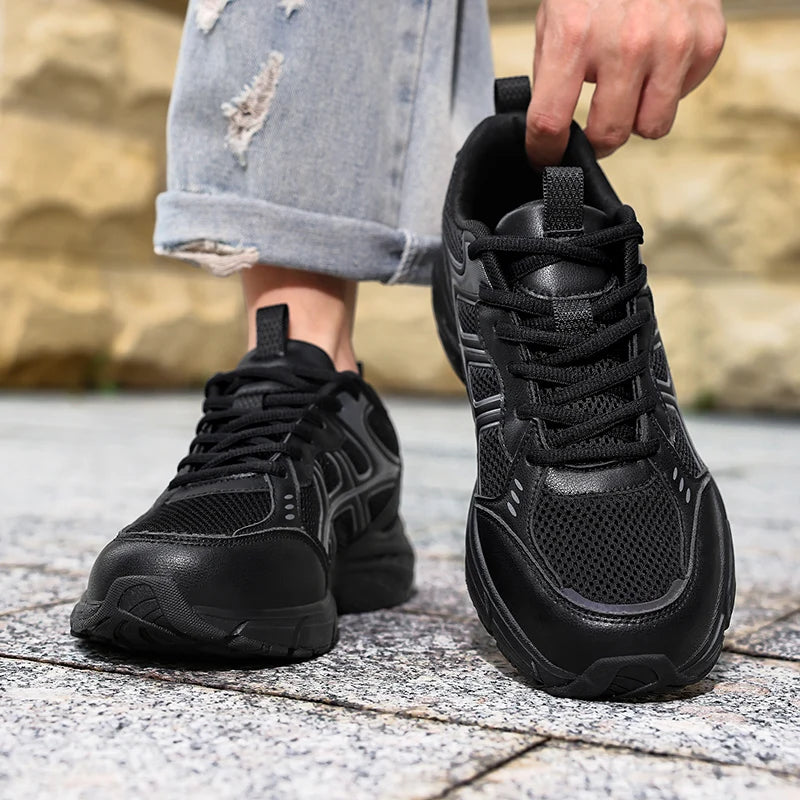 Men's Wide Foot Retro Chunky Sneakers Four Seasons Breathable Soft-sole Anti-slip Lightweight Casual Outdoor Running Sports Shoe