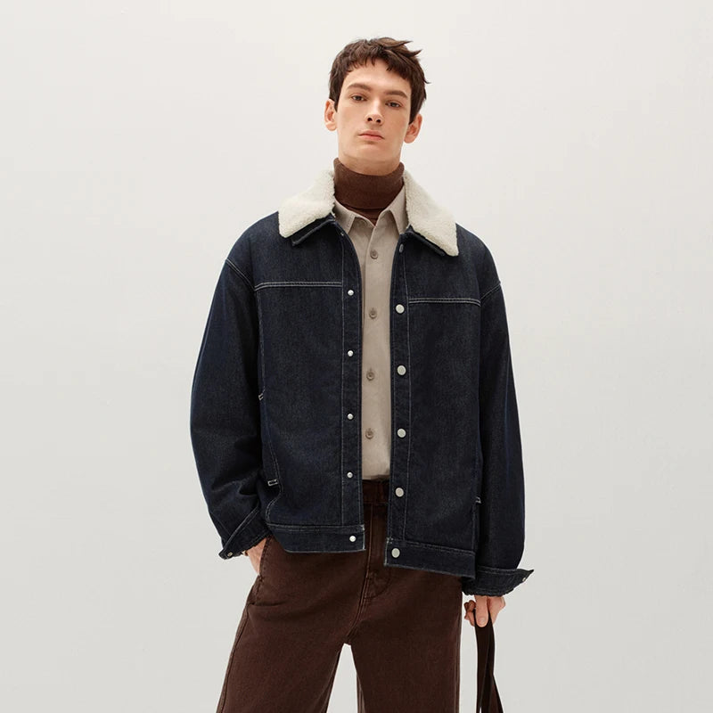 អាវ Denim បុរស Semir កអាវអាចដោះចេញបាន Sherpa បែប Streetwear ឆ្នាំ 2026 សម្លៀកបំពាក់ប្រចាំថ្ងៃរដូវរងាថ្មីបែបទីក្រុង រចនាប័ទ្មធម្មតា