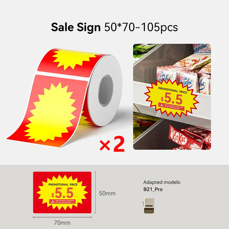 NiiMbot B21 Pro Thermal Printer Red Black Label Paper 300 DPI High-definition Printing Sticker for Warning Signs Supermarket