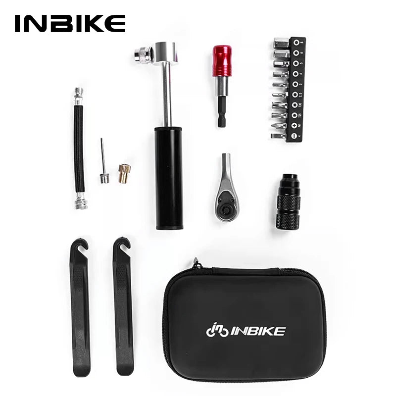 INBIKE Bicycle Repair Tool Kits Pump Repair Bike Tire Levers Wrench Multi-Purpose Set Mountain Bike Tool MTB Cycling Accessories