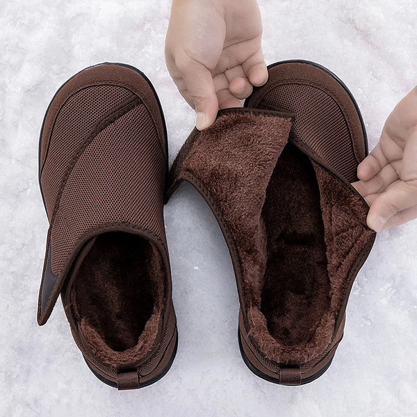 Winter Fur-lined Wide Box Toe Open Shoes for Elderly Men Women Diabetic Shoes Swollen Foot Fat Orthopedics Hallux Valgus Bunion