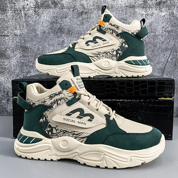 Men's boots spring and autumn new Joker high-top casual boots fashion soft-sole non-slip outdoor youth comfortable sports shoes