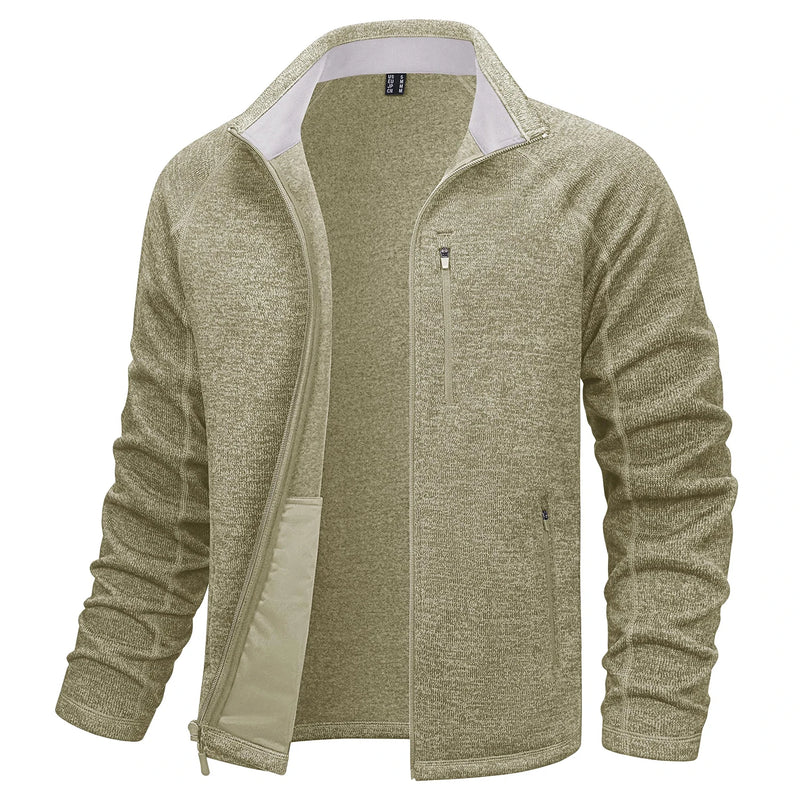 TACVASEN Full Zip Knitted Sweater Mens Stylish High Quality Soft Warm Fleece Jacket Spring Hiking Sports Casual Coat Male