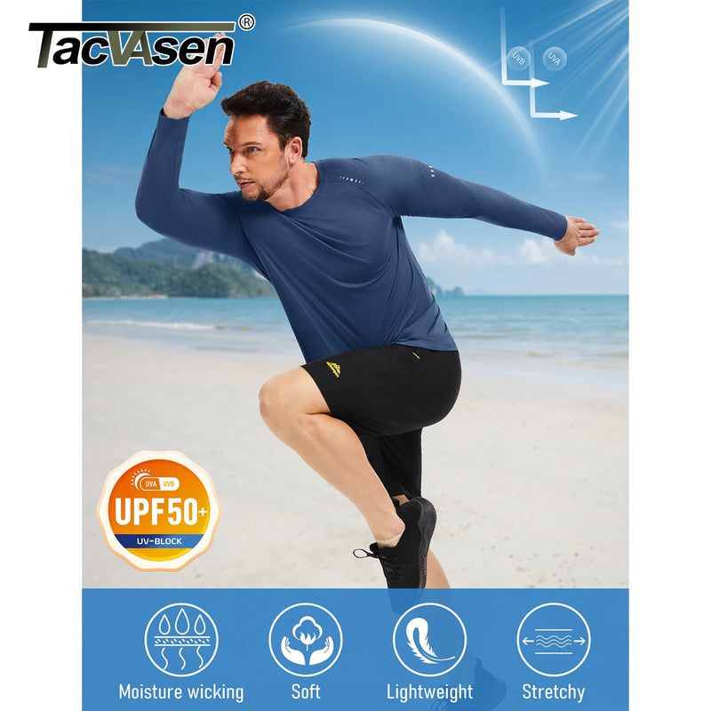TACVASEN Men's Lightweight Shirts UPF 50+ Sun Protection UV Shirt Dry Fit T-Shirts for Hiking Running Athletic Gym Swim Tee Tops