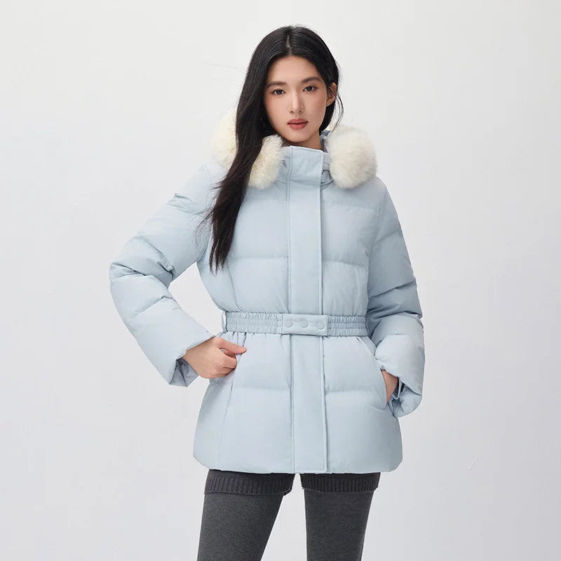 Semir Women Down Jacket Mid Length Water Repellent Windproof 90 Percent Down Fill Plush Collar Modern Style 2026 New