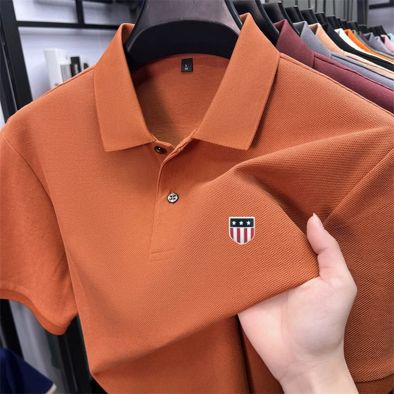 High-End Luxury Man T-Shirt Polo Shirt Lapel Button Pattern Printing Various Colors British Style Summer Leisure Golf Men's Wear
