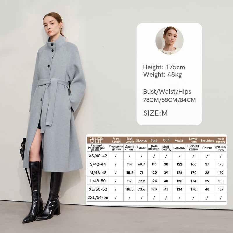 AMII Woolen Coat Woman 2026 Winter New Solid Color Long Sleeves Jacket With Stand Collar Versatile Loose Long Outerwear 12544042