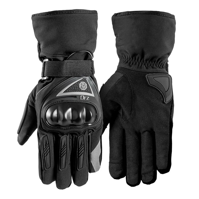 ORZ Motorcycle Gloves Winter Windproof Warm Moto Biker Gloves Full Finger Motorbike Riding Touch Screen Guantes Moto Black M-2XL