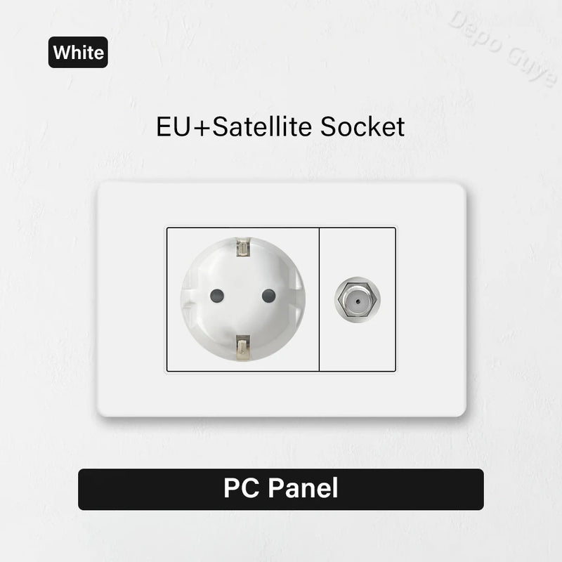 EU Korea Standard 4*2 Wall Light Switch Socket,USB Type-c 20W Fast Charger plug,1/2/3/4/Gang 2 Way Switch PC Panel Power ON OFF