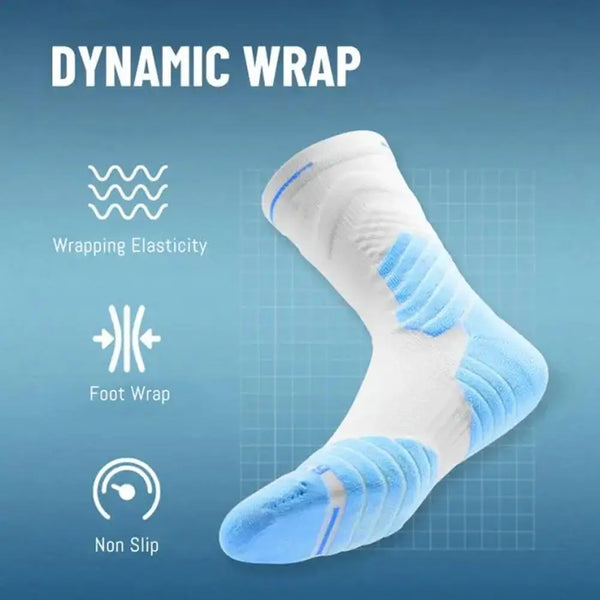 WRELS 1/2/3 Pairs Crew Basketball Socks Thick Cushioned Compression Socks Men Women Arch Support Moisture Wicking Athletic Socks