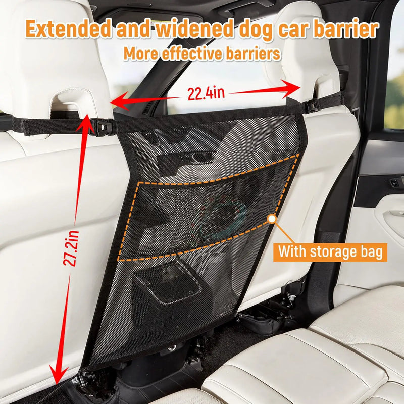 SEAMETAL Car Storage Net Bag Double Layer Pet Barrier Elastic Expandable Mesh Bag Car Divider for Dog Isolation Car Accessories