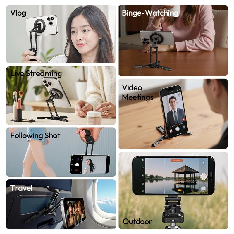 Ulanzi SK29 Magsafe Phone Holder ជើងទ្រទូរស័ព្ទបត់បាន ជាមួយនឹងការបង្វិល 360° សម្រាប់ Iphone 16 15 14 Android Samsung Xiaomi Vlog