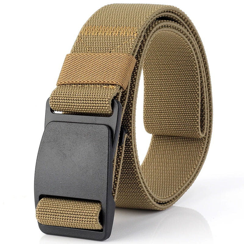TUSHI New Men's Canvas Belt Plastic Buckle Metal-Free Nylon Tactical Waist Belt Women's Belt Outdoor Hiking Webbing Belt Neutral