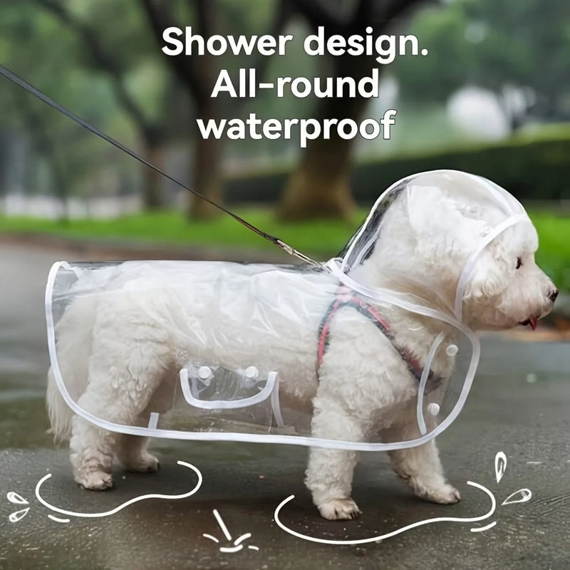 Transparent Dog Raincoat Button-Up  Ideal for Teddy & Bichon Frise, Rainy Day Walking Gear, Dog Raincoat | Transparent Raincoat