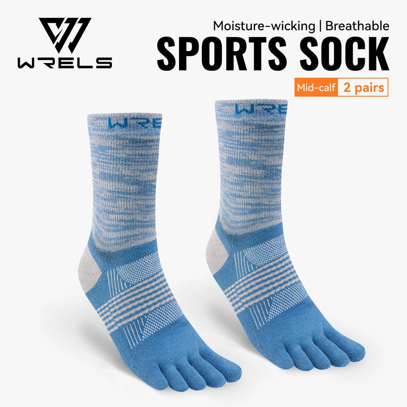 WRELS 1/2/3 Pair Five Finger Socks Athletic Running Breathable Ankle Compression Lightweight Moisture Wicking Anti-Blister Socks