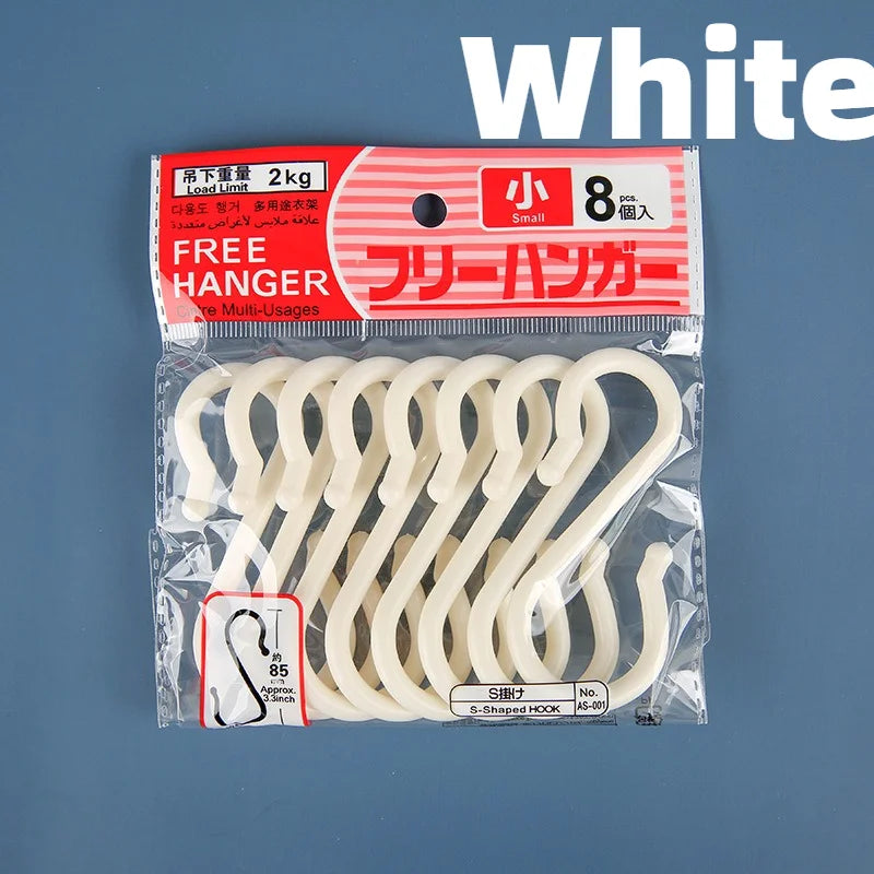 8pcs Plastic S-Shaped Hooks, Multi-Purpose Home Storage Hooks,S-Shaped Hooks,Suitable for Bathroom,Bedroom,Utility Hooks