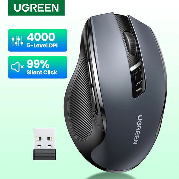 UGREEN Ergonomic Mouse 2.4G Wireless Bluetooth 5.0  4000DPI Silent Mouse  for PC MacBook Tablet Laptop Mouse