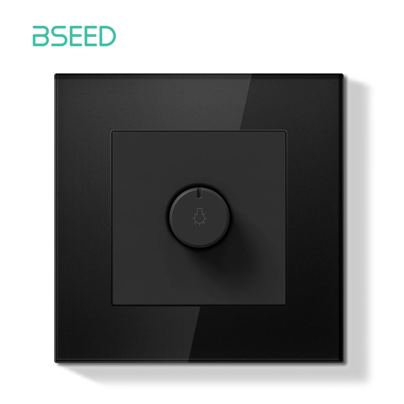 BSEED E Series 1/2Gang Button Light Switch Knob Dimmer Switch Wall EU Power Socket ST TV Socket Glass Panel Switch Socket Series